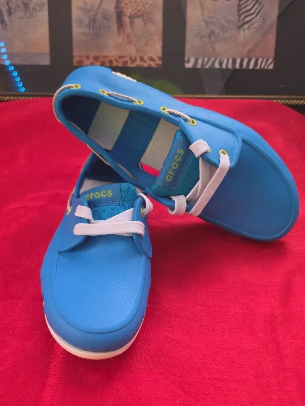 CROCS Kids Blue and White Slip-On Boat Sneakers